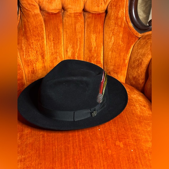 BILTMORE ROYAL BLACK FUR FEDORA HAT MADE IN CANADA 7 1/8 - Picture 8 of 10
